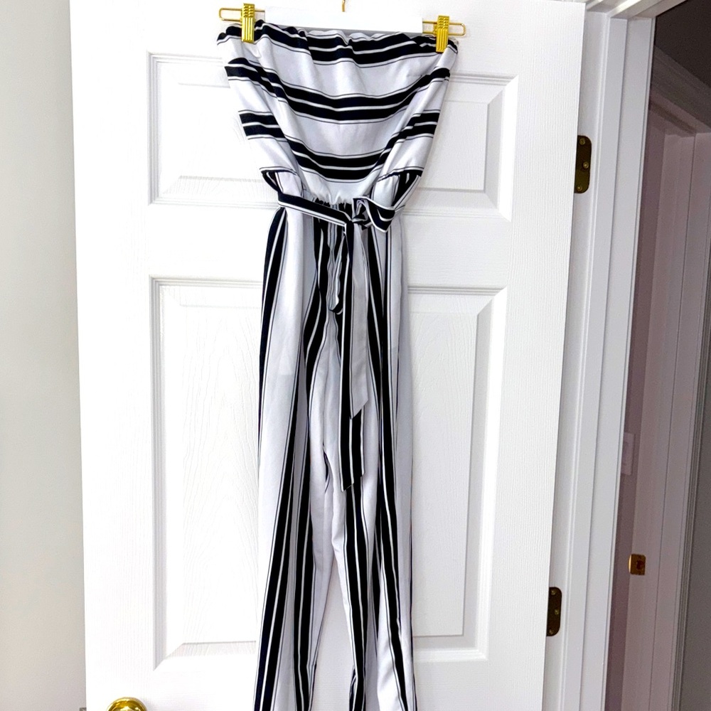 Striped Black and White Jumpsuit